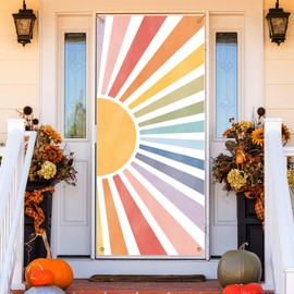 MKIJUHB Vintage Boho Sun Door Cover, Boho Colorful Sunshine Decoration Doorway Door Curtains Banners Backdrop Background Decor for Home Bedroom, Indoor Outdoor Decorations, 35 * 79 Inch