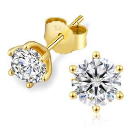 KRKC 0.6-3ct Moissanite Stud Earrings, Lab Created Diamond Stud Earring for Women, D Color VVS1, S925 Sterling Silver, Hypoallergenic,14K White Gold, Jewelry Gifts for Women