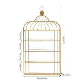 Wall Mounted Nail Polish Rack,Bird Cages Designed Nail Polish Organizer,Metal Salon Nail Polish Shelf Rack,for Nail Salon,Home (Gold)