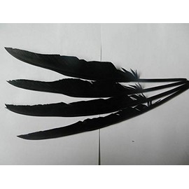 15pcs Black Raven Feather Handmade Craft Supplies Long Black Feather 30-35cm