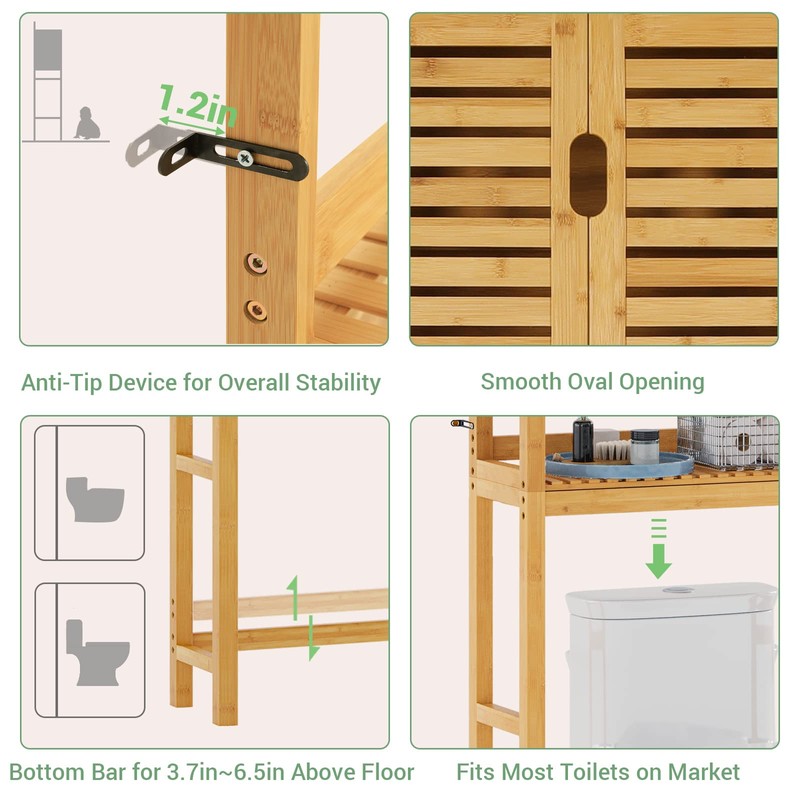 VIAGDO Over The Toilet Storage Cabinet, Tall Bathroom Cabinet Organizer