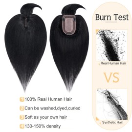 SEGO Hair Toppers for Women Real Human Hair With Bangs 7 * 13CM Silk Base 100% Remy Human Hair Clip in Top Wiglet Hair Pieces for Thinning Hair -6 Inch Golden Brown&Bleach Blonde