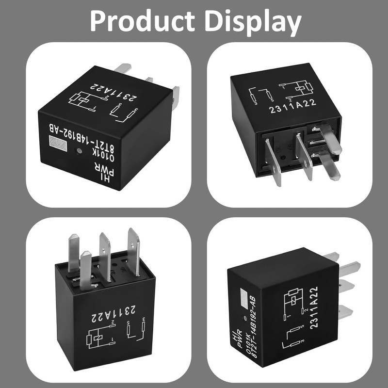 4-Pack Automotive Relay 8T2T-14B192-AB 12VDC 4-Pin Plug-in Replacement Compatible with