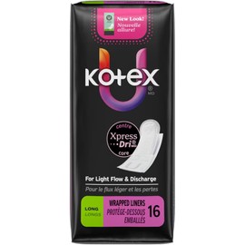 Kotex Lightdays Liner, Long, 16 Count, (Pack of 6)
