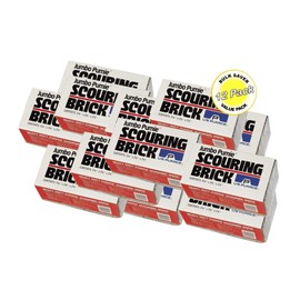 US Pumice JPS-12 Jumbo Pumie Scouring Brick, For Large Surface Cleaning, Removes Lime, Scale, Rust, Calcium - Pool Pumice Stone Tile Cleaner, Barbecue Cleaning Stone, Hand Safe, Pack of 12