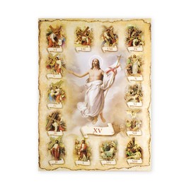 Stations of The Cross Gold Embossed Italian Print Poster, 19"x27"