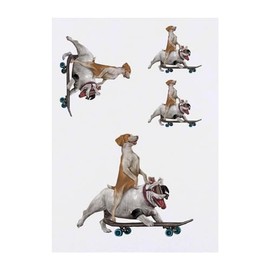 Azeeda 4 x 'Skateboarding Bulldog Abenteuer' Temporäre Tattoos - Wasserfest, Hautfreundlich & Ungiftig · Transfers in Verschiedenen Größen (TO00073248)