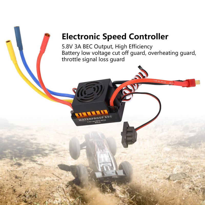 60A Brushless ESC with 5.8V 3A BEC Output Waterproof Electronic