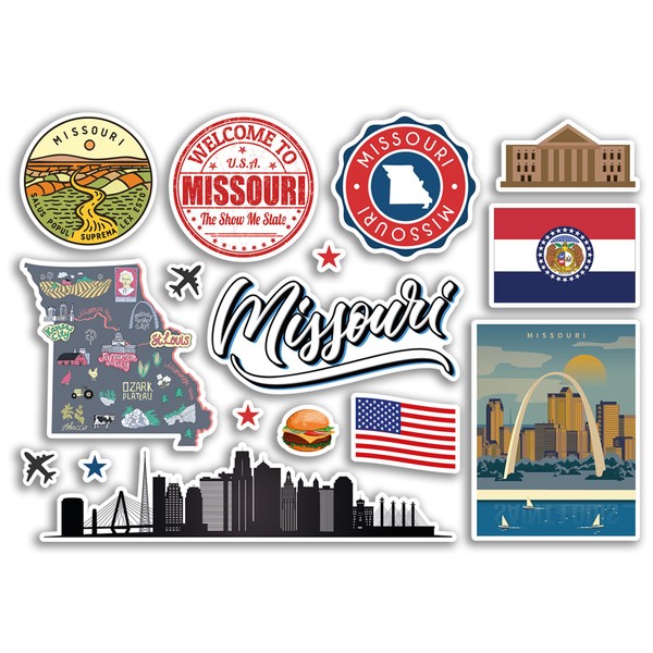 A5 Sticker Sheet Missouri Landmarks Vinyl Stickers - America States