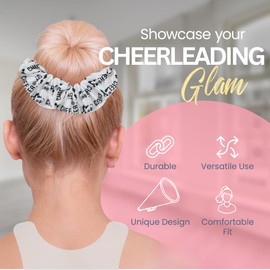 Cheer Scrunchie – White and Black Cheerleader Hair Accessory with Premium Quality Elastic, Ideal for Cheerleaders, Teams, Spirit Packs, Competitions and Cheer Gifts