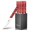 WELLSTAR 8-Piece Steak Knife Set with Wood Block – 4.75"