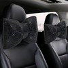 2 PCS Bling Car Pillows,Rhinestones Bowknot Car Headrest Pillow,Car Neck