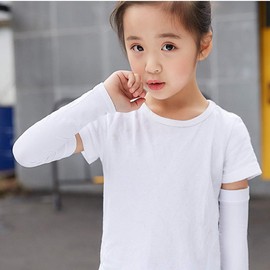 YONKOUNY Arm Sleeves UV Protection UPF 50+ Children Breathable Arm Warmers Sun Protection Sports Elastic Arm Warmers for Age 5-12, White