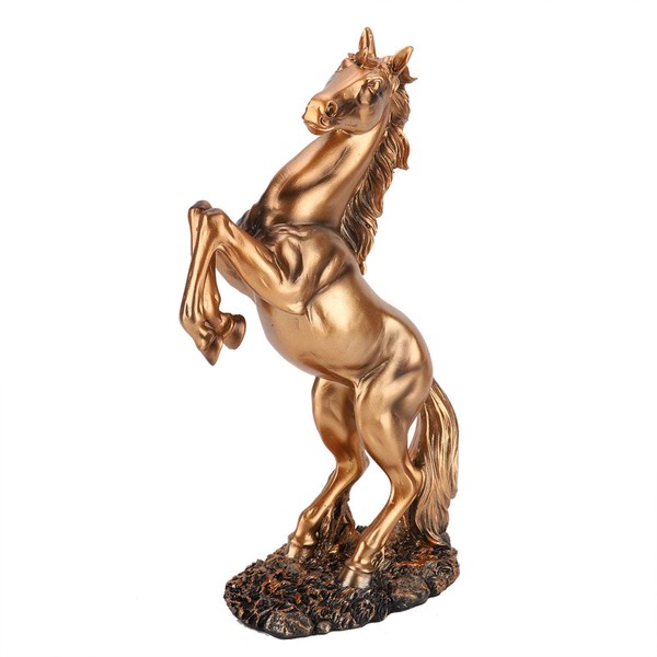 horse figurine horse jumping horse flying antique feng shui figurine lucky success resin craft lucky charm interior office car home entrance decoration (copper)