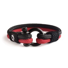 Mens Rope Bracelet - Stainless Steel Black Shackle, Extremely Durable and Scratch Resistant Waterproof Paracord, Handmade, Nautical Wristband for Men B-2-8.5