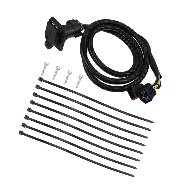 Motoforti 7-Foot 7 Pin Trailer Wiring Harness Extension Connector, Vehicle-Side