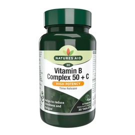 Natures Aid Vitamin B Complex 50 + C (High Potency) with Vitamin C - 30 Tablets