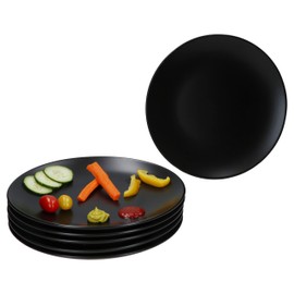 MamboCat Panther Set of 6 Dinner Plates, Black, Diameter 27.5 cm, Matte Stoneware Dinner Plates for 6 People, Large Plates for Barbecuing etc. Crockery for Breakfast, Lunch, Coffee & Dinner