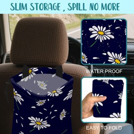 KXWQTRDD Car Garbage Bag Colorful Floral Spring Daisy Drawstring Car Trash Bag Hanging for Back Seat with Adjustable Buckle Canvas Vehicle Trash Can Easy-to-Install