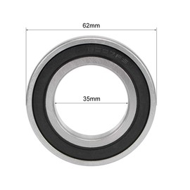 sourcing map Pack of 2 Grooved Ball Bearings 6007-2RS Z2 Double Shielded Carbon Steel 35 mm x 62 mm x 14 mm