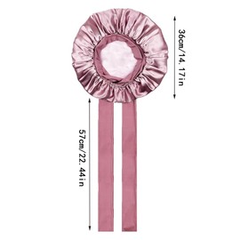 Silk Bonnet for Women Sleeping Hair with 2 Elastic Tie Band Satin Shower Cap Adjustable Double Layer Suitable for Natural Curly Hair (Pink)