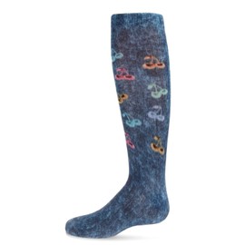 MeMoi Distressed Wash Denim Cherries Girls Knee High Sock Blue 12