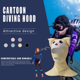 Scuba Hood Animal,Cat Ear Wetsuit Hood - Cartoon Animal Dive Hood for Underwater Adventures, Wetsuit Hood for Enhanced Swimming Experience