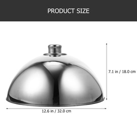 UPKOCH Stainless Steel Food Cover - Dome Lid, 12.5 Inch, Silver Bead, Melting Cheese, Steaming & Grill Dome Cover for Basting Meat Steak Burger, Sandwiches, BBQ Tool