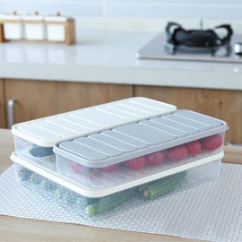 Naranqa Food Storage Containers 11.02×8.85×1.81" Vegetable Organizer 98-oz with Lid Clear Fridge Crisper Keep Food Fresh BPA Free Kitchen Organizer Bins (2 x Grey-Large)