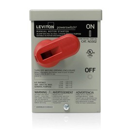 Leviton N3302-DS 30-Amp, 600 Volt, Toggle In Type 3R Enclosure Double-Pole, Industrial Grade, Grounded to Enclosure, Gray
