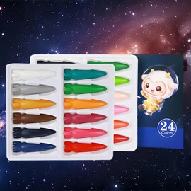 Wax Crayons for Toddlers - Rocket Colouring Pens for Toddlers, Children's Pen Set for Children, Dirt-Free, Unbreakable, Non-Toxic, Easy to Hold, for Children Graffiti, Painting (24 Colours)