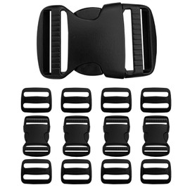1" Buckles for Straps Quick Side Release Plastic Buckle Clip 4 pcs + Tri-Glide Slide 8 pcs Fit 1 inch Wide Nylon Strap Webbing Belt, Heavy Duty Dual Adjustable No Sew, Backpack Parachute Replacement