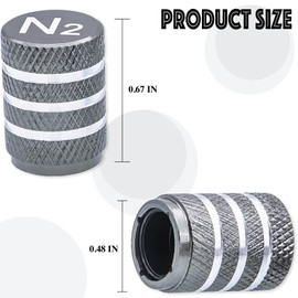 MEAJOO 8PCS N2 Tire Valve Stem Caps, Premium Alloy Stem Covers with O Rubber Ring Dust-Proof Car Accessories, Universal for Cars, SUVs, Bikes, Trucks and Motorcycles (Gray)