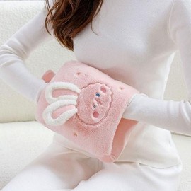 Pocket with warm pocket, thermal cushion, water bag, rabbit doll, silk fabric, microfiber compress, double use Pocket thermal water bag (rabbit pink 2000ml) 2ea