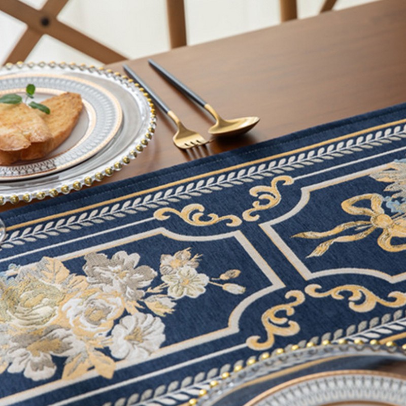 Tassel Floral Table Runner Floral Soft Decorative Chenille Dustproof Table