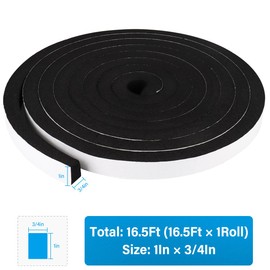 DGSL Foam Insulation Tape, 1In x 3/4In x 16.5Ft Weather Stripping Door Seal Strip for Doors and Windows,Sliding Door,Sound Proof Soundproofing Door Seal,Weatherstrip,Air Conditioning Seal Strip