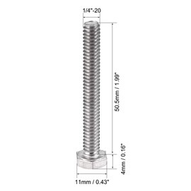 uxcell 1/4-20 x 2 Hex Bolts 304 Stainless Steel Hexagon Screw Bolt 5pcs