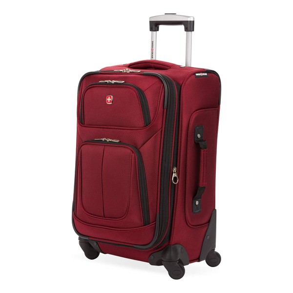 SwissGear Sion Softside Luggage with Spinner Wheels, Burgundy, Carry-On 21-Inch