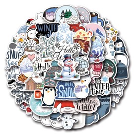 60PCS Winter-Themed Stickers for Kids,Waterproof Vinyl Winter Stickers for Decorating Laptops, Water Bottles, Notebooks, Christmas Party Gifts for Kids Teens and Adults