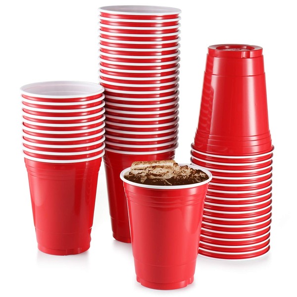 StarMar 18 oz Red Plastic Cups, [50 Pack] Large Cups, Party Cup Disposable Cup Big Birthday Party Cups…