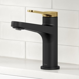 KRAUS Indy Single Handle One Hole Bathroom Sink Faucet in Spot-Free Brushed Brass/Matte Black, KBF-1411SFBBMB