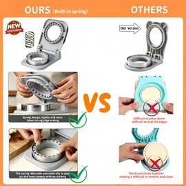 BANIC Upgraded Uncrustable Sandwich Cutter, Crustless Sandwich Cutter and Sealer Circle Shape with Spring-Assisted, Effortless Sealing & Auto Release, Non-Stick, Lunch & Bento Box Accessories