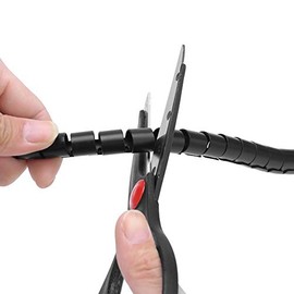 Tubo de Envoltura en Espiral/Tubo en Espiral Flexible/Organizador de Cable/Protector de Envoltura de Alambre para Uso en el hogar y la Oficina(Negro 1.5m * 16mm)