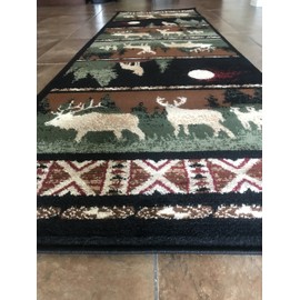 Carpet King Cabin Style Runner Area Rug Country Lodge Elk Deer Wildlife Design 382 (2 Feet 2 Inch X 7 Feet 2 Inch)