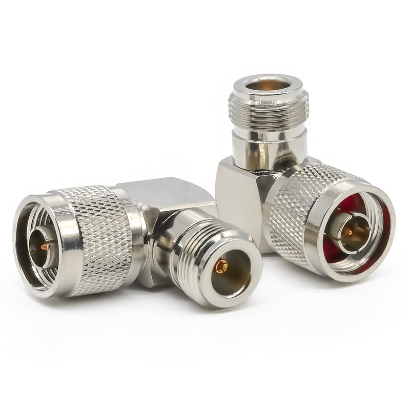 2個 N型 N コネクタ、N タイプ直角アダプタ、N メス - N オスエルボ同軸コネクタ、無線、アンテナ、放送、LMR 用の低損失
