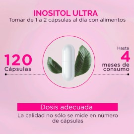 Inositol Premium 120 Capsulas 401 Myo Y D-chiro Ratio 401 Myo Inositol Y D-chiro Puro Vegano Oby Vitaminas Mujer                                      