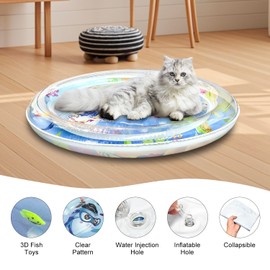Tyasoleil Cat Water Play Mat, 2025 New Durable Cooling Mat for Pet, Thickened Interactive Water Bed for Dog (A)