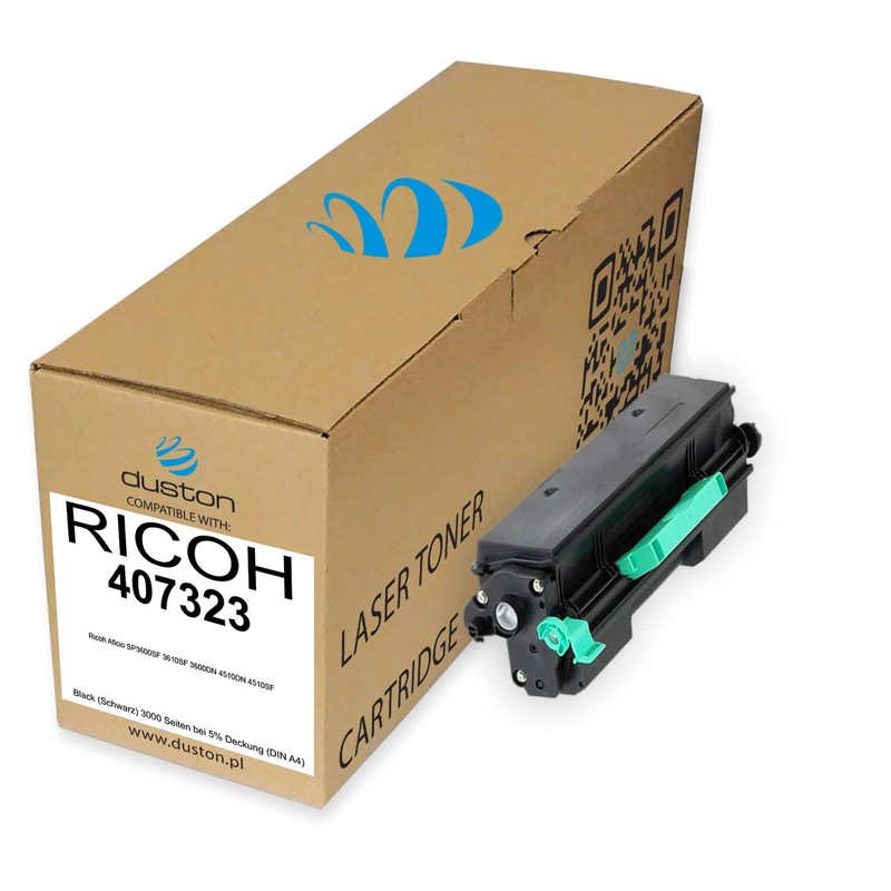 duston 407323 Black Toner Compatible with Ricoh Aficio SP3600SF 3610SF
