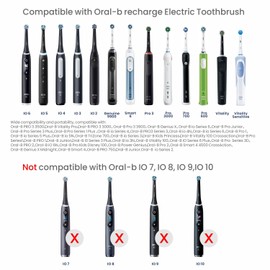 2-in-1 Wall Charger for Oral-B Braun Electric Toothbrush, 3-Port US Plug Charger Base for Oral B Genius Pro Smart Vitality Kids io2 io3 io4 io5 io6 Serie, IPX5, White