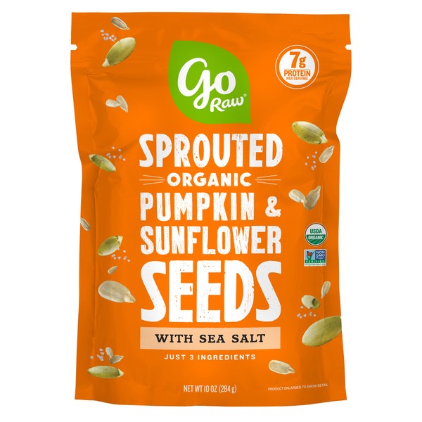 Go Raw Pumpkin & Sunflower Seeds with Sea Salt, Sprouted & Organic, 10 oz. bag | Keto | Paleo | Gluten Free | Vegan